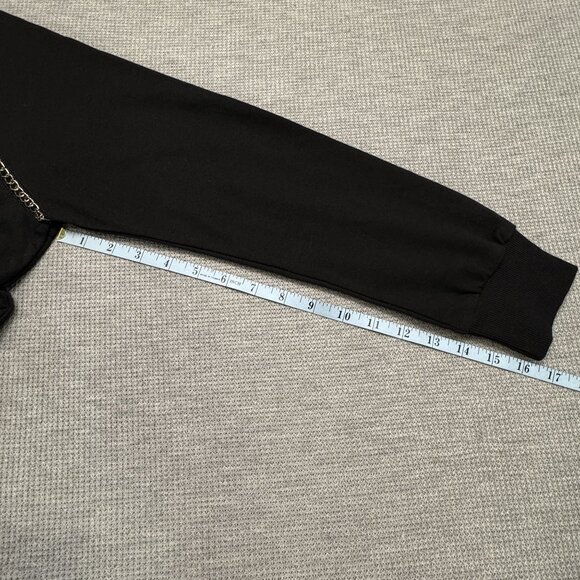 Vocal Chain Detail Black Tunic Top Womens Small Long Sleeve Pull Over Blouse - Picture 12 of 13